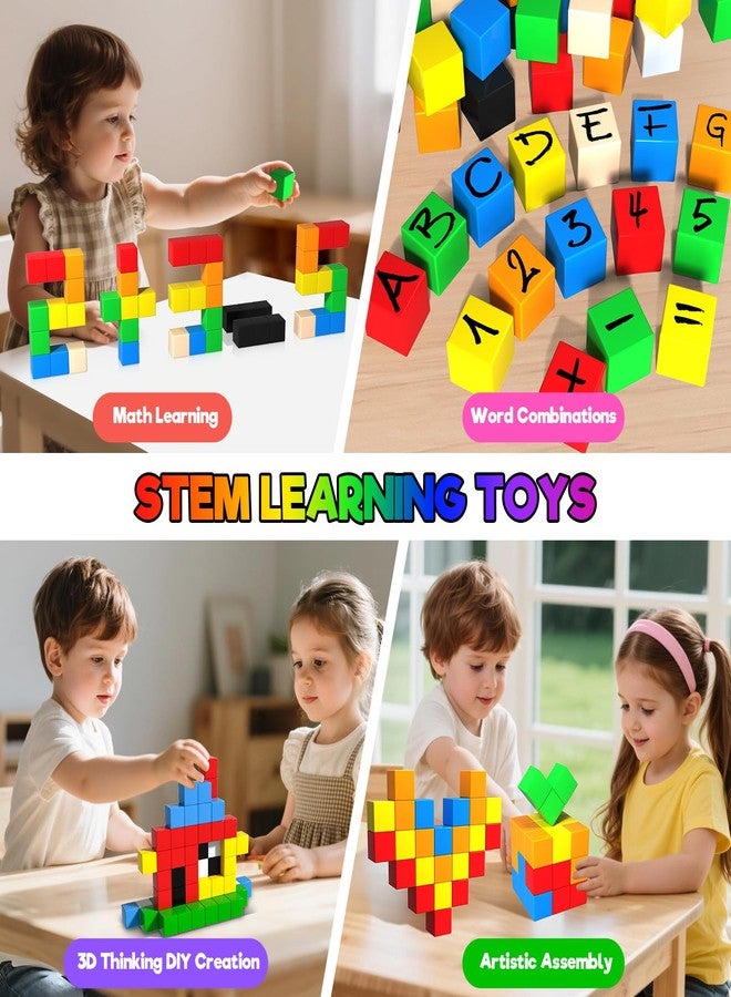 Annexfun 56PCS Magnetic Blocks for Toddlers,Magnetic Building Blocks Cubes,Montessori Preschool STEM Sensory Toys for Kids Ages 3+ Boys & Girls Birthday (1IN) - Image 5
